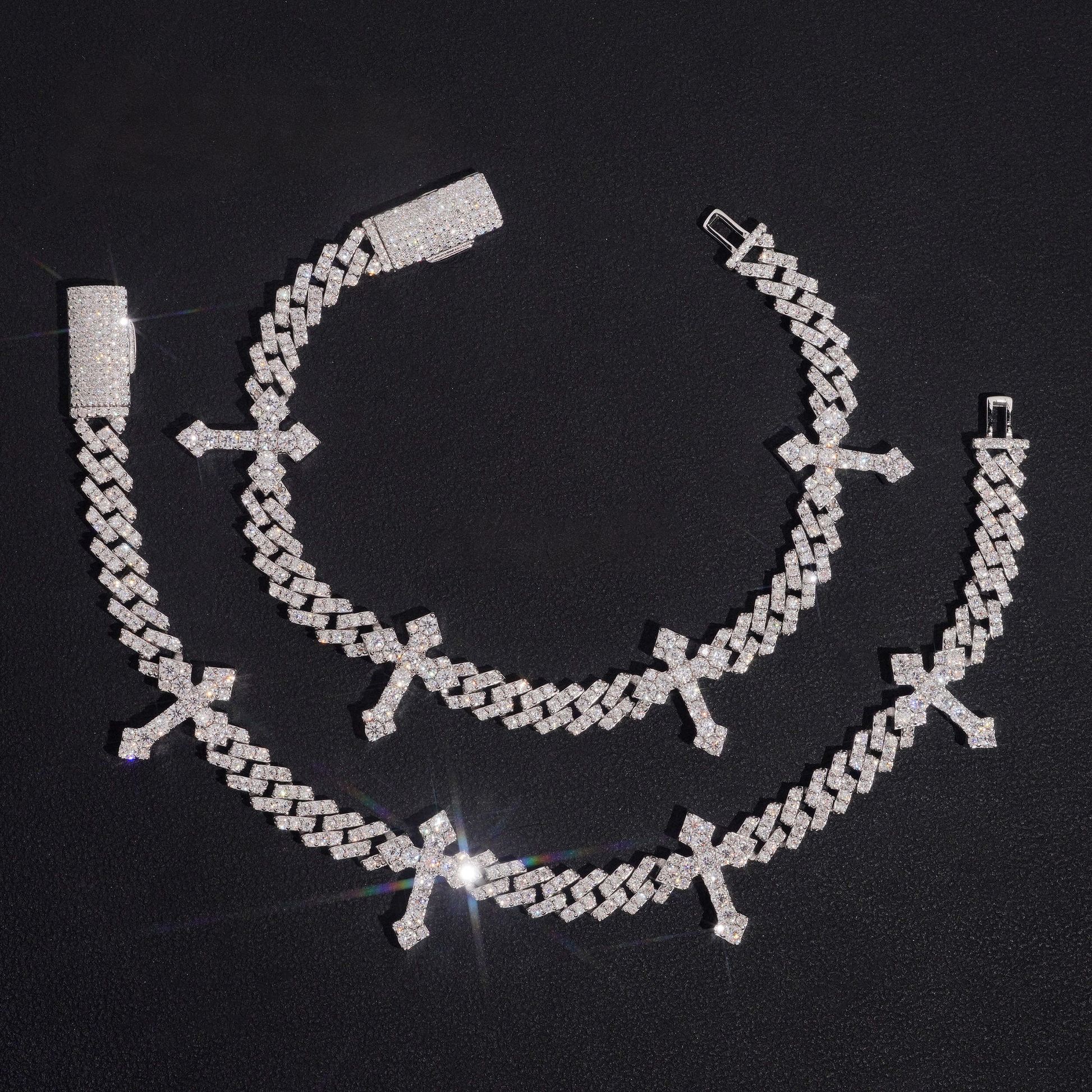 10MM DIAMOND CROSS CUBAN BARACELET
