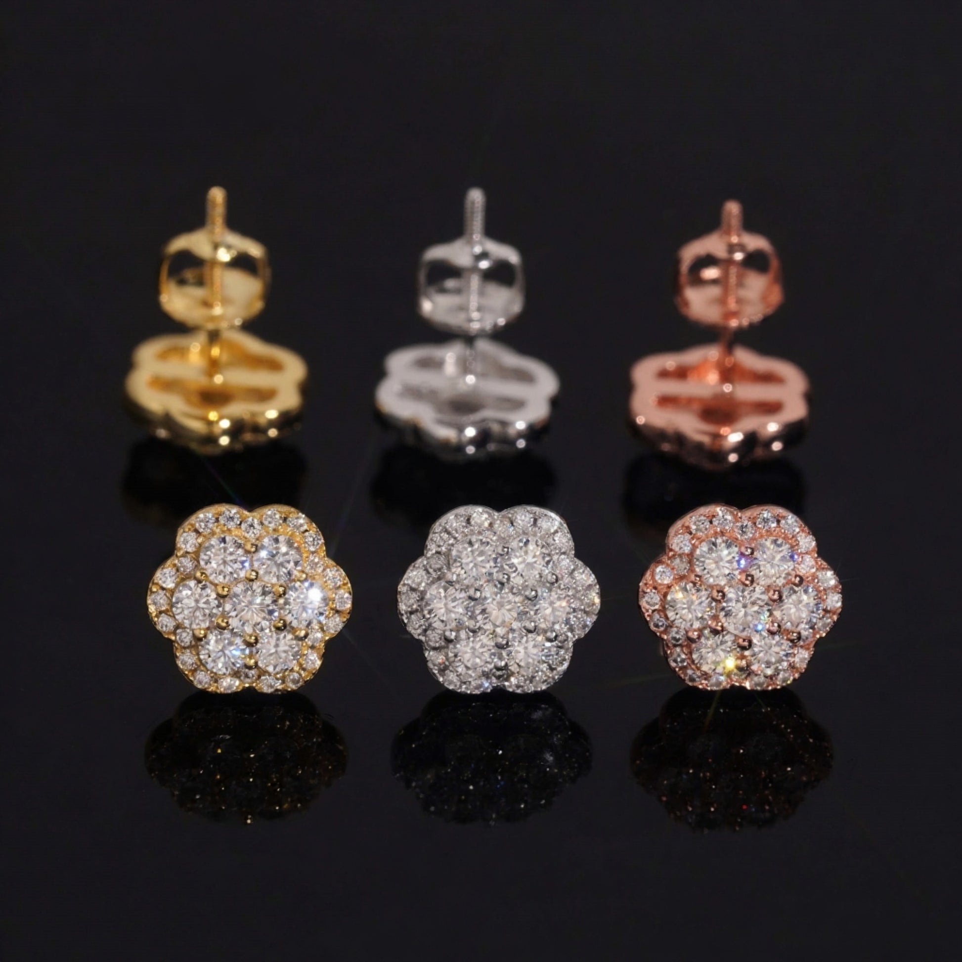 9MM CUSTOM FLOWER DIAMOND EARRINGS