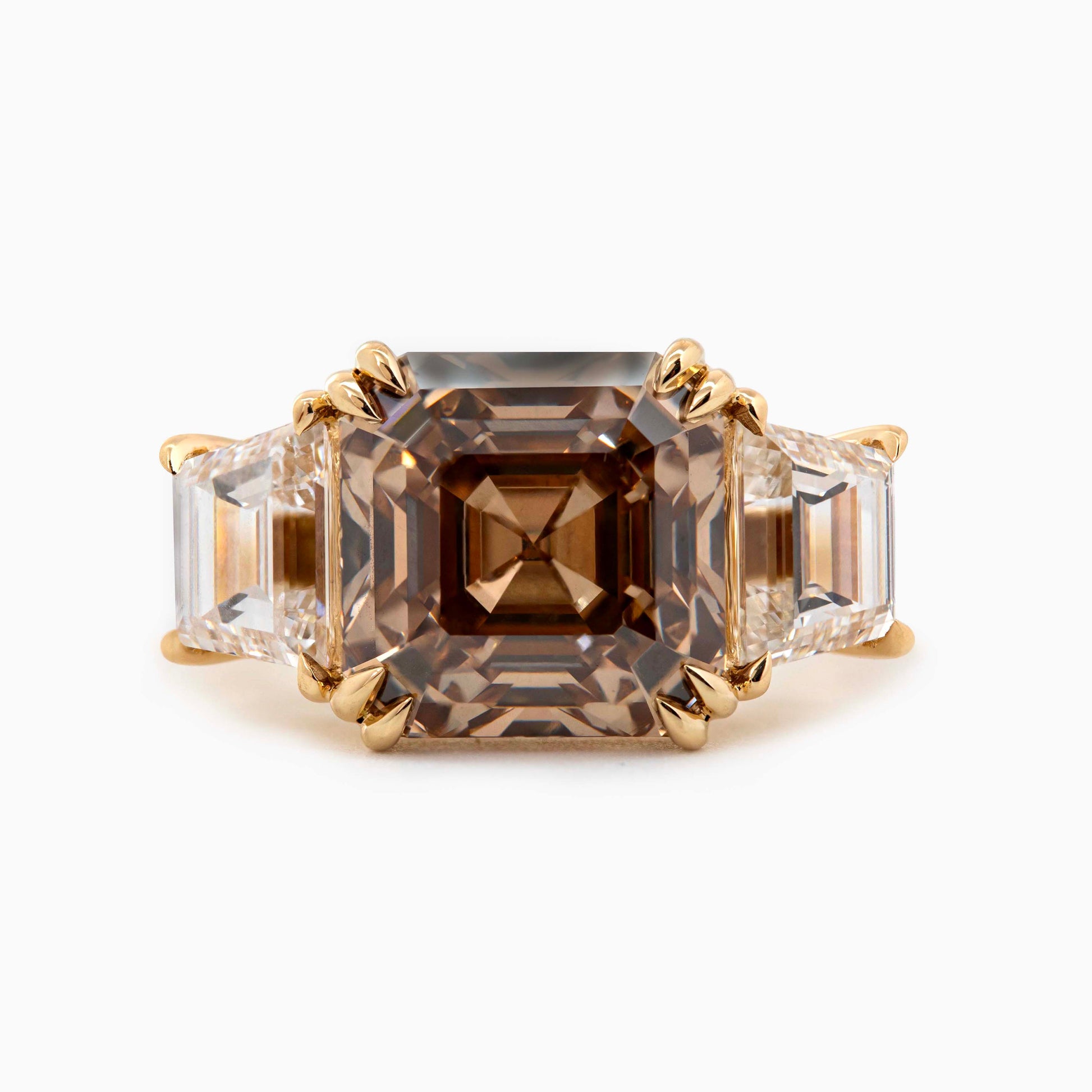 Chocolate Royal Asscher Engagement Ring 14K Yellow Gold