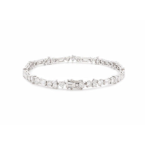 4-Shape Lab Diamond Tennis Bracelet 14K White Gold