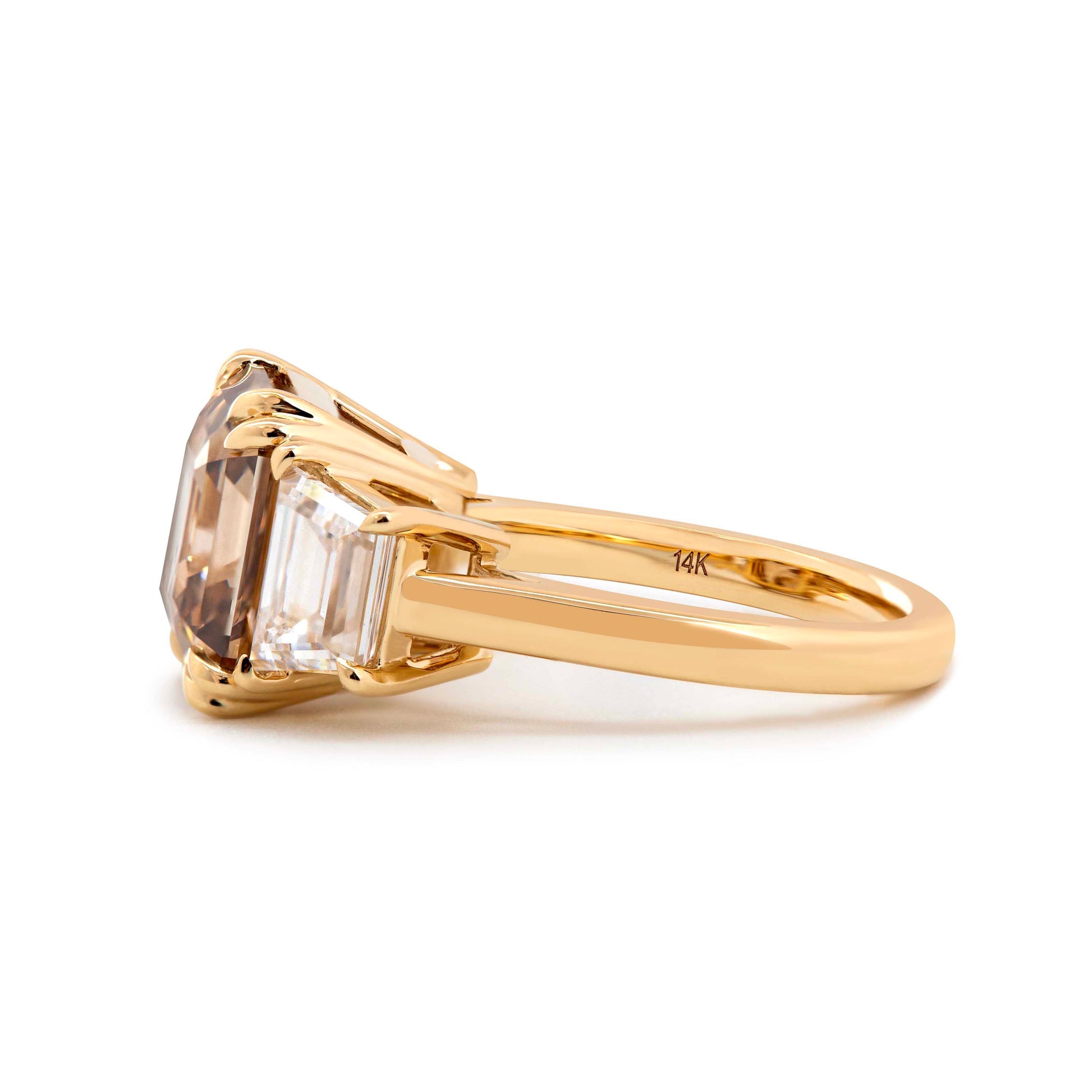 Chocolate Royal Asscher Engagement Ring 14K Yellow Gold