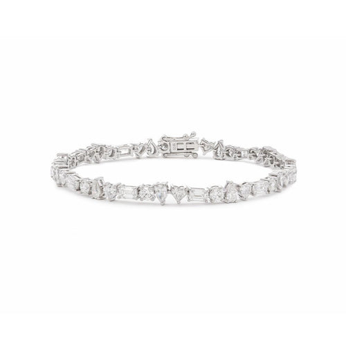 4-Shape Lab Diamond Tennis Bracelet 14K White Gold