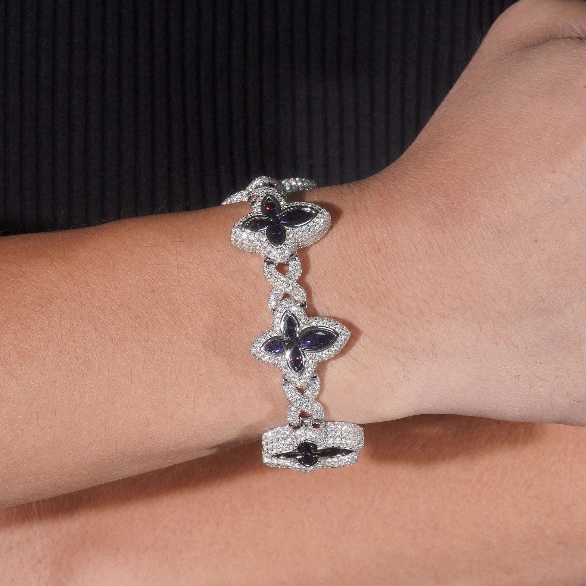 13MM PURPLE CLOVER INIFNITY LINK BRACELET