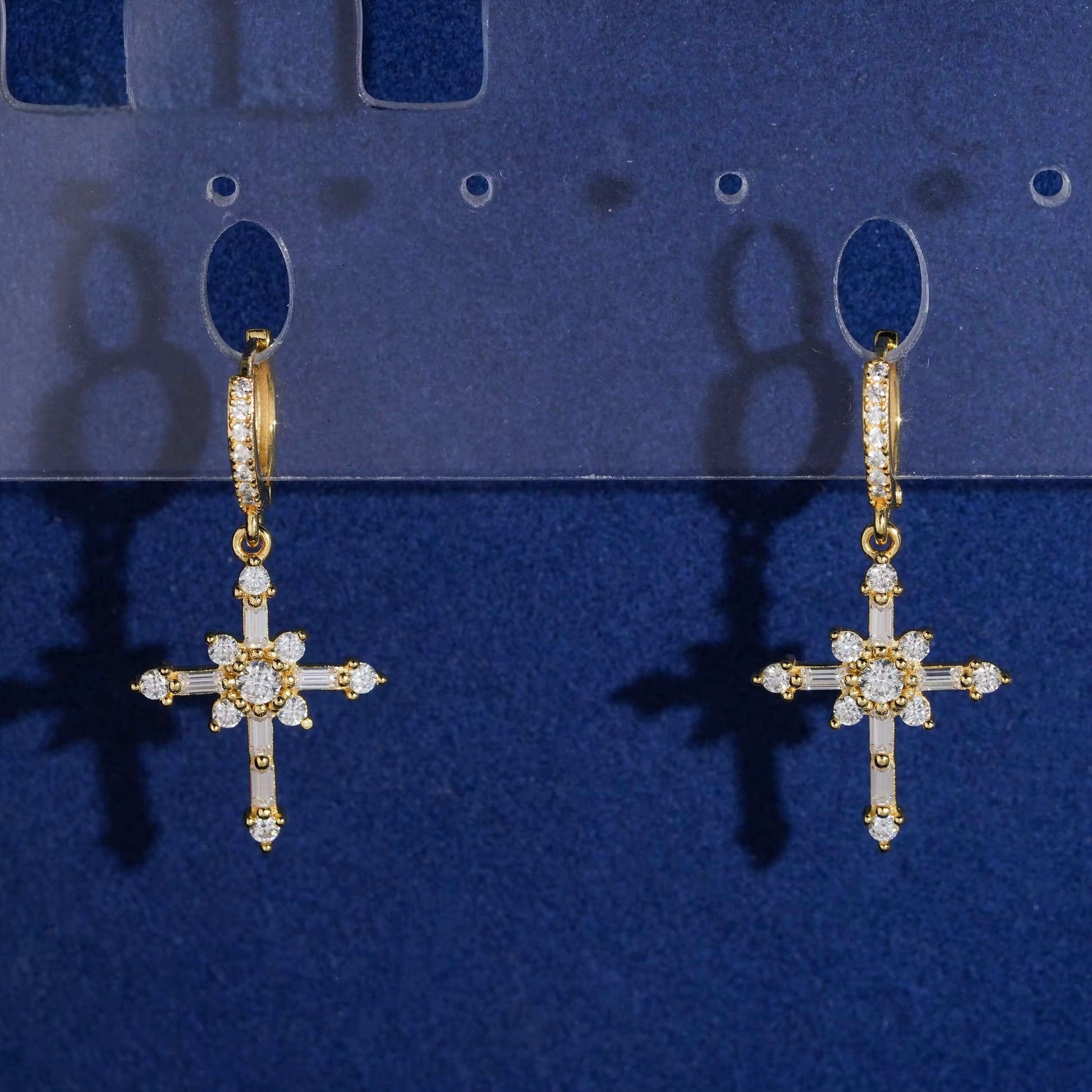 Radiant Star Cross Drop Earrings