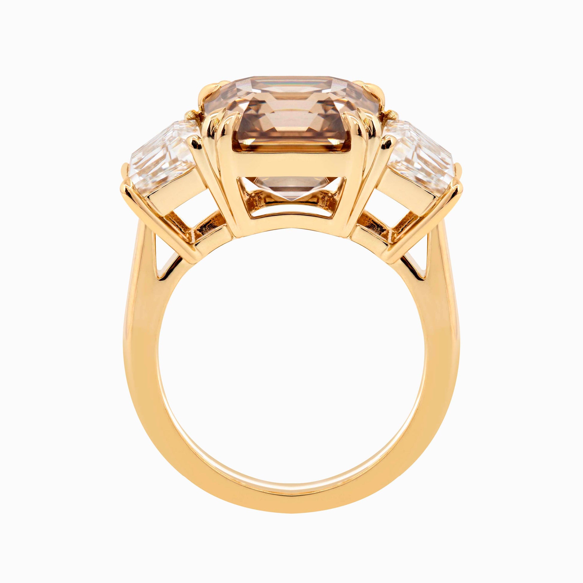 Chocolate Royal Asscher Engagement Ring 14K Yellow Gold