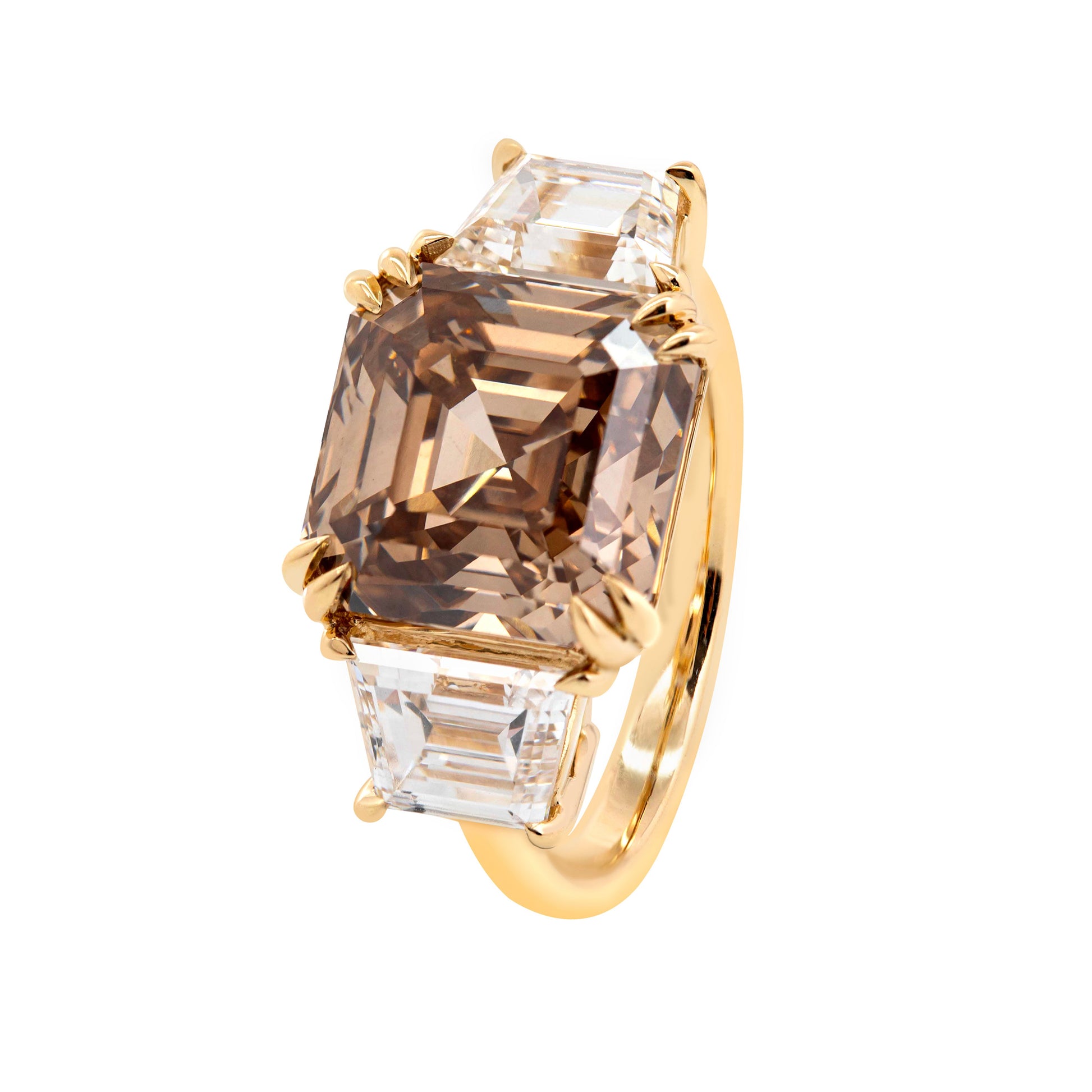 Chocolate Royal Asscher Engagement Ring 14K Yellow Gold