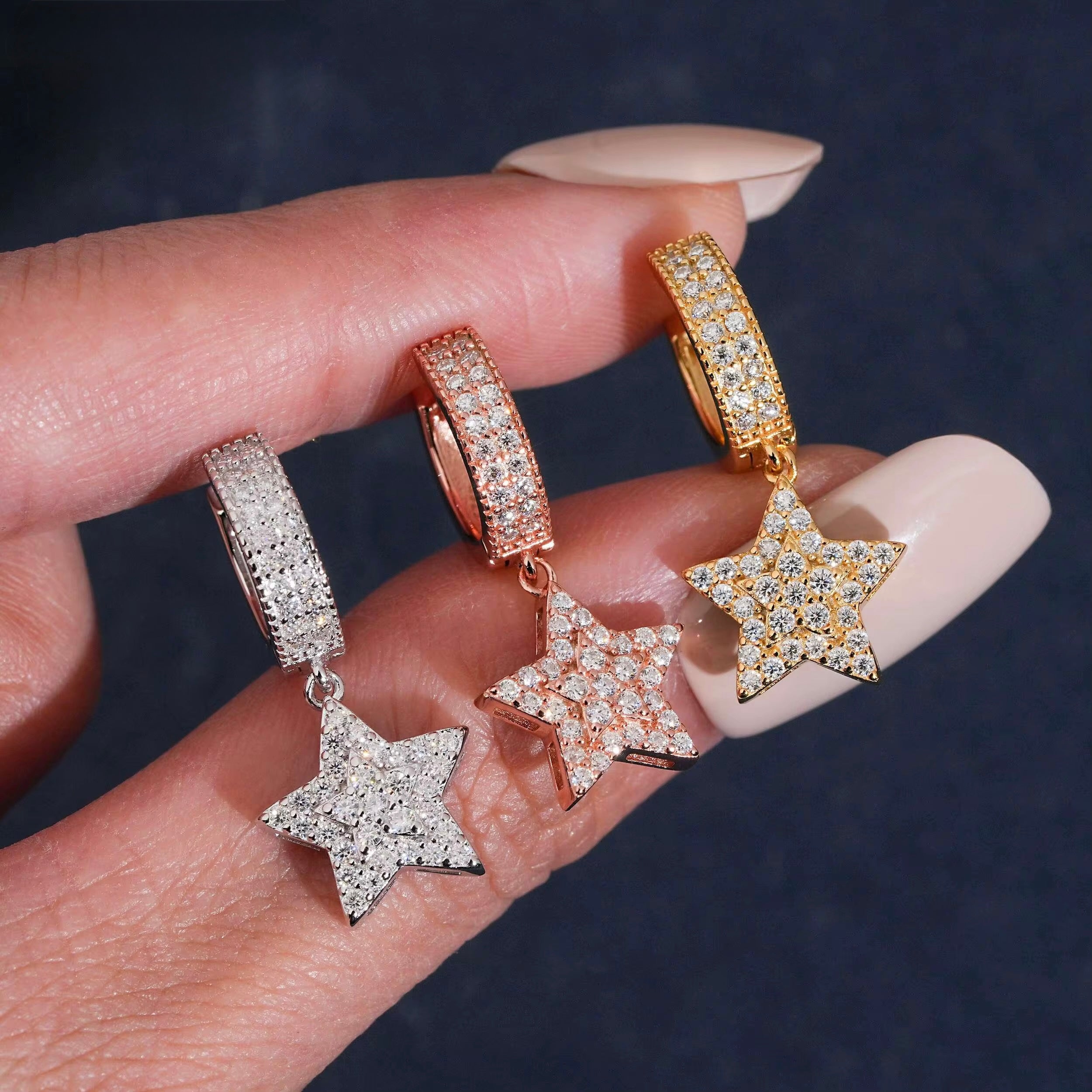 Celestial Star Drop Huggie Earrings