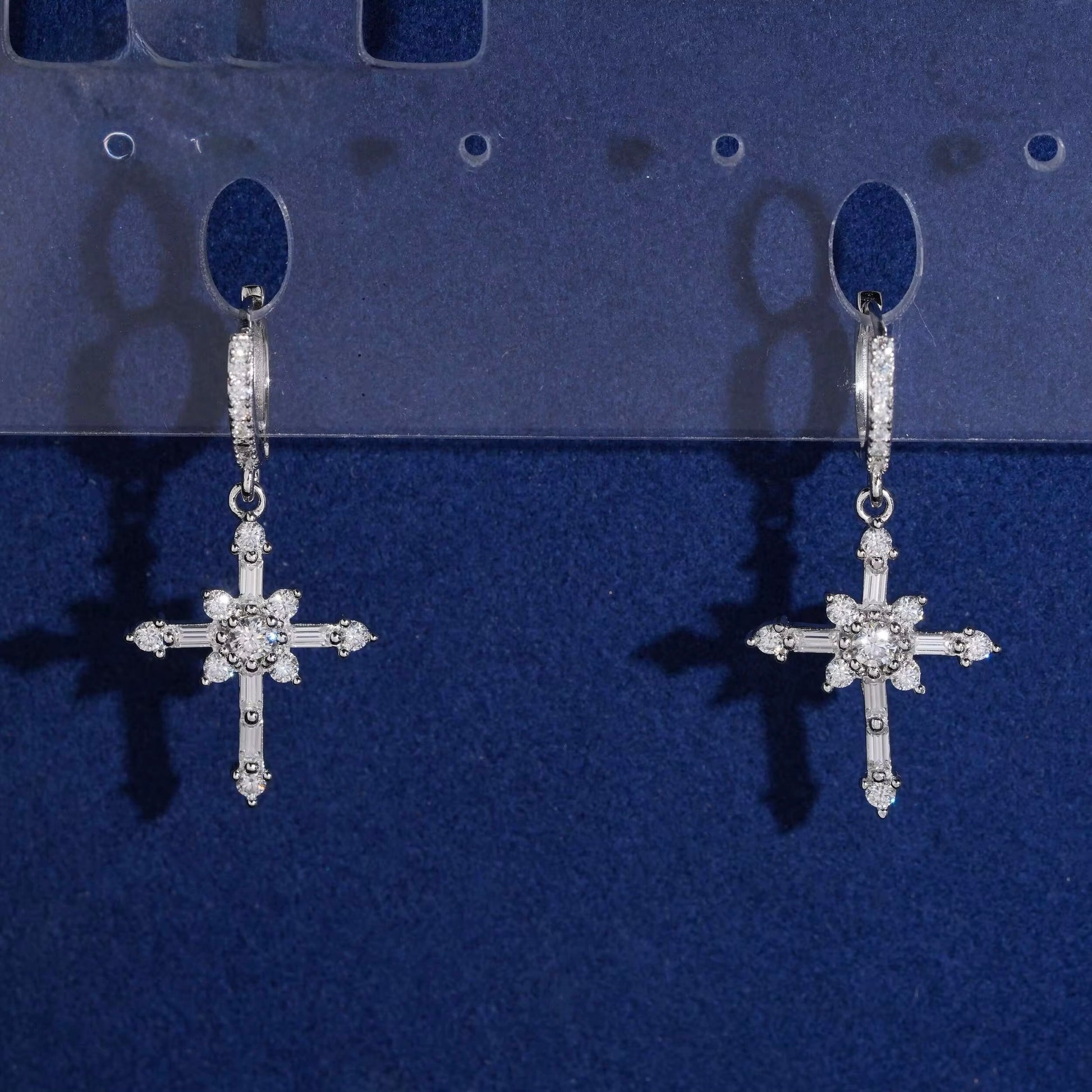 Radiant Star Cross Drop Earrings