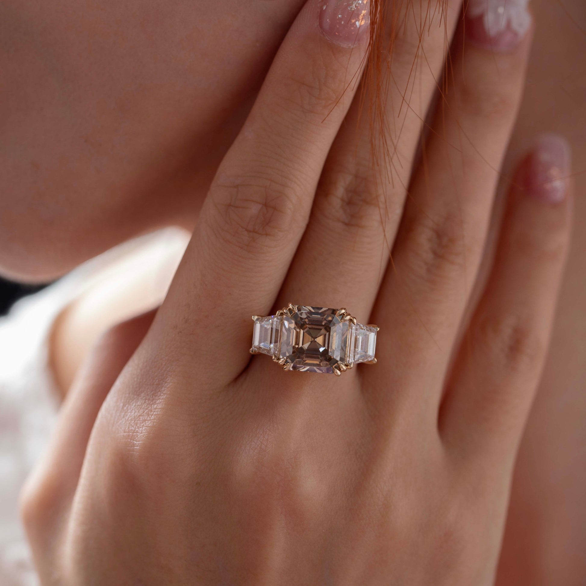 Chocolate Royal Asscher Engagement Ring 14K Yellow Gold