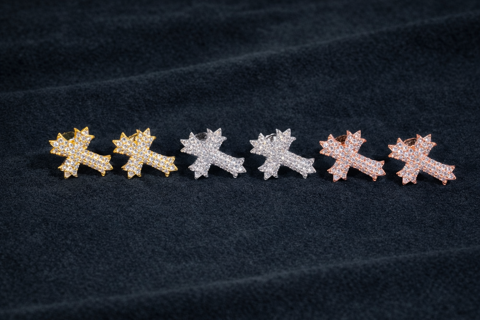 Chrome Cross Stud Earrings