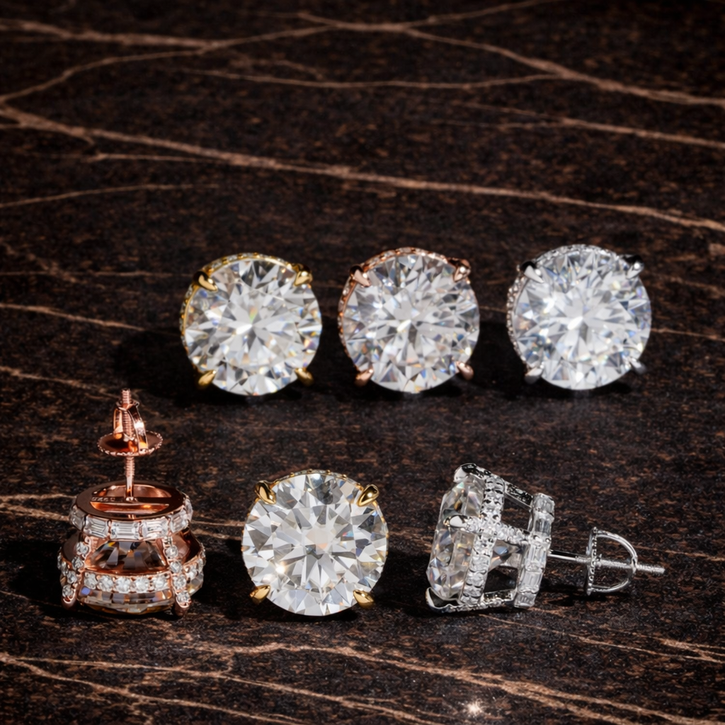 Royal Crown Round Stud Earrings