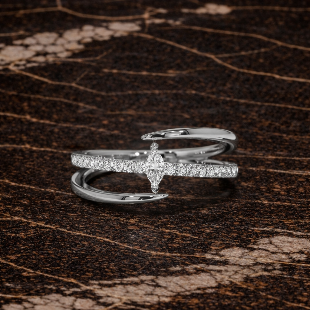 Lunara Arc Diamond Ring - 14K Gold