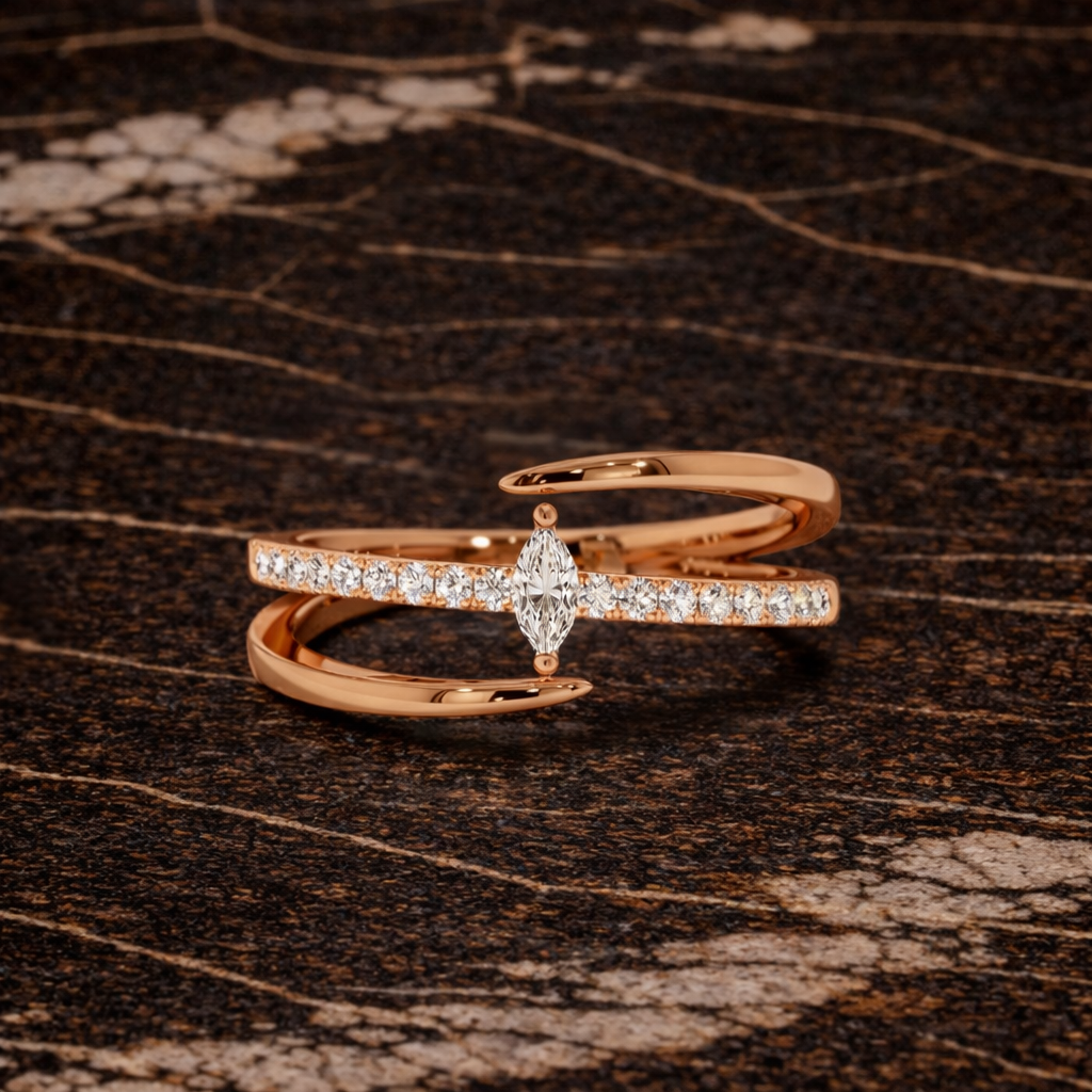Lunara Arc Diamond Ring - 14K Gold