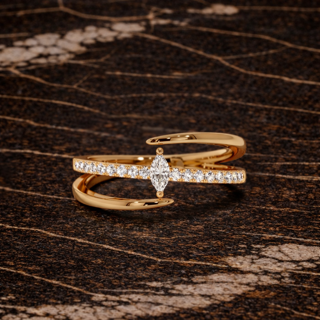 Lunara Arc Diamond Ring - 14K Gold