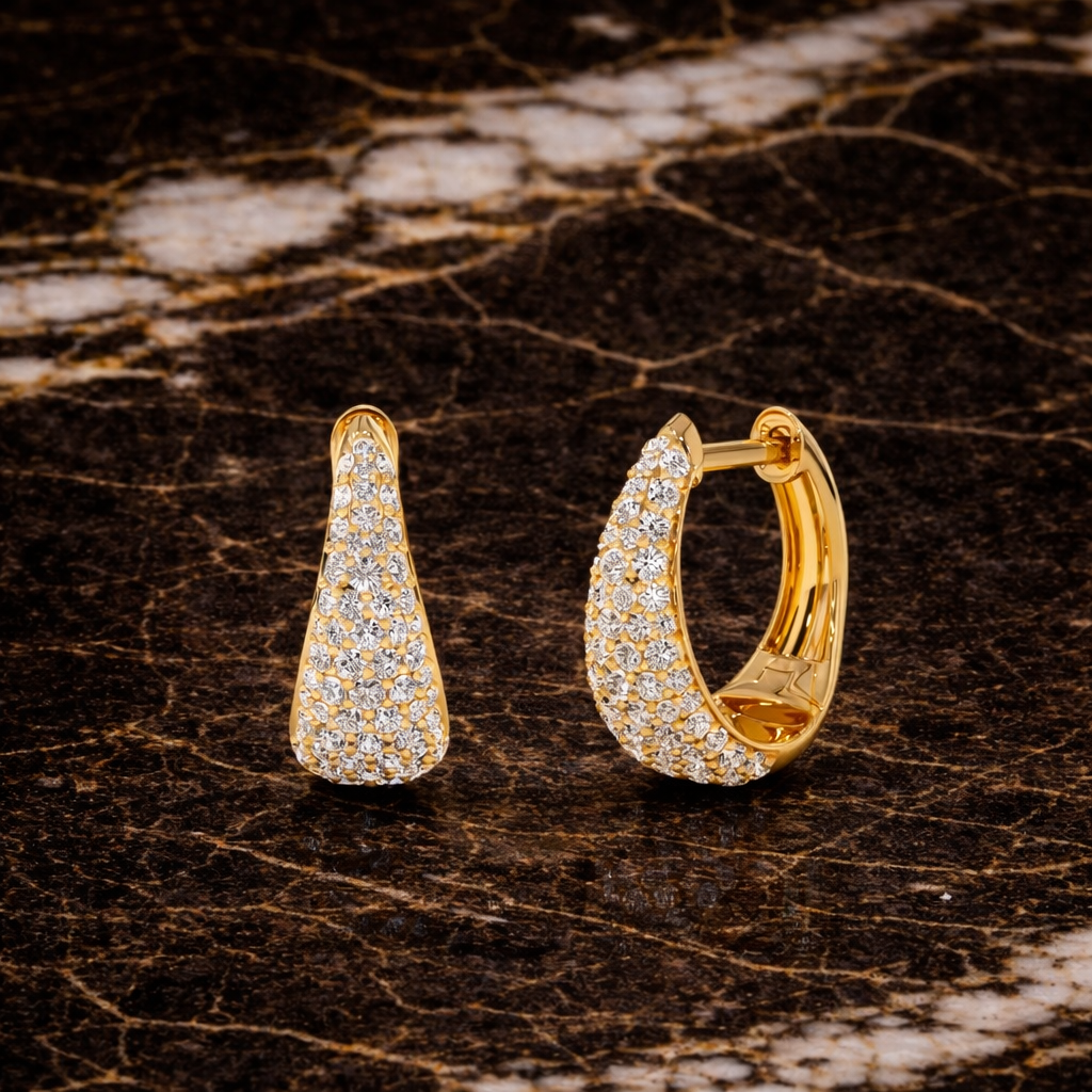 Aurelia Pavé Drop Huggies 14K Gold