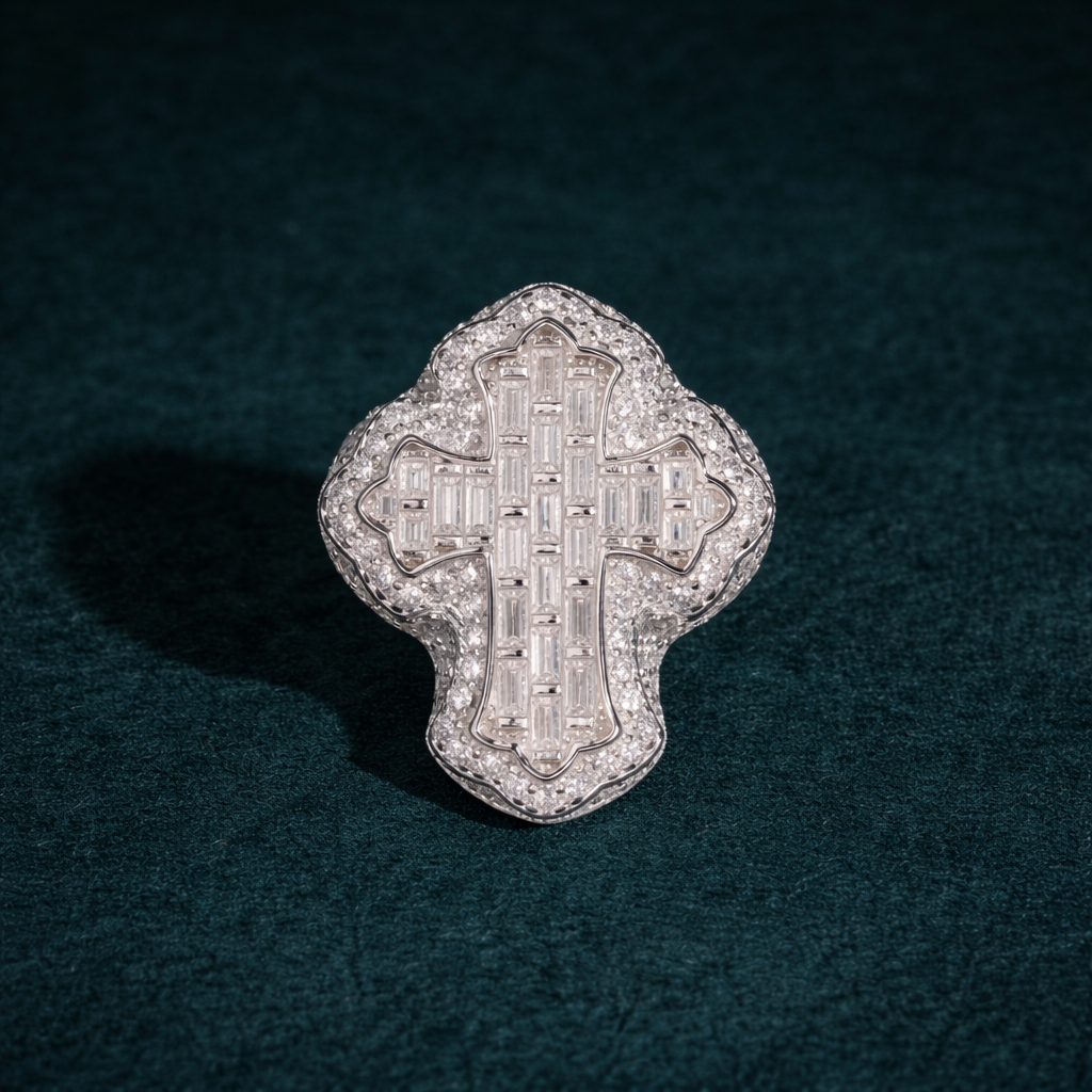 Cathedral Baguette Cross Ring