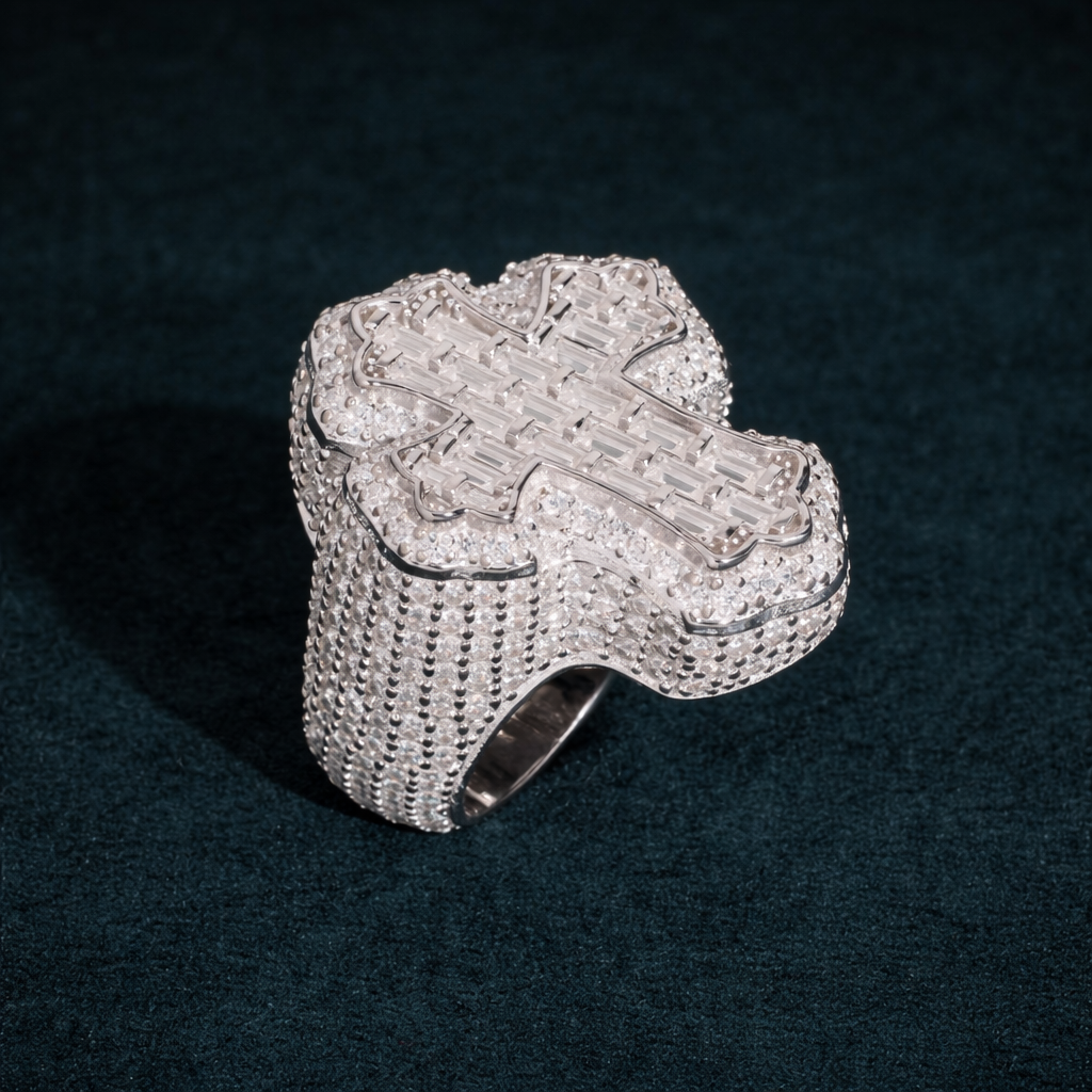 Cathedral Baguette Cross Ring