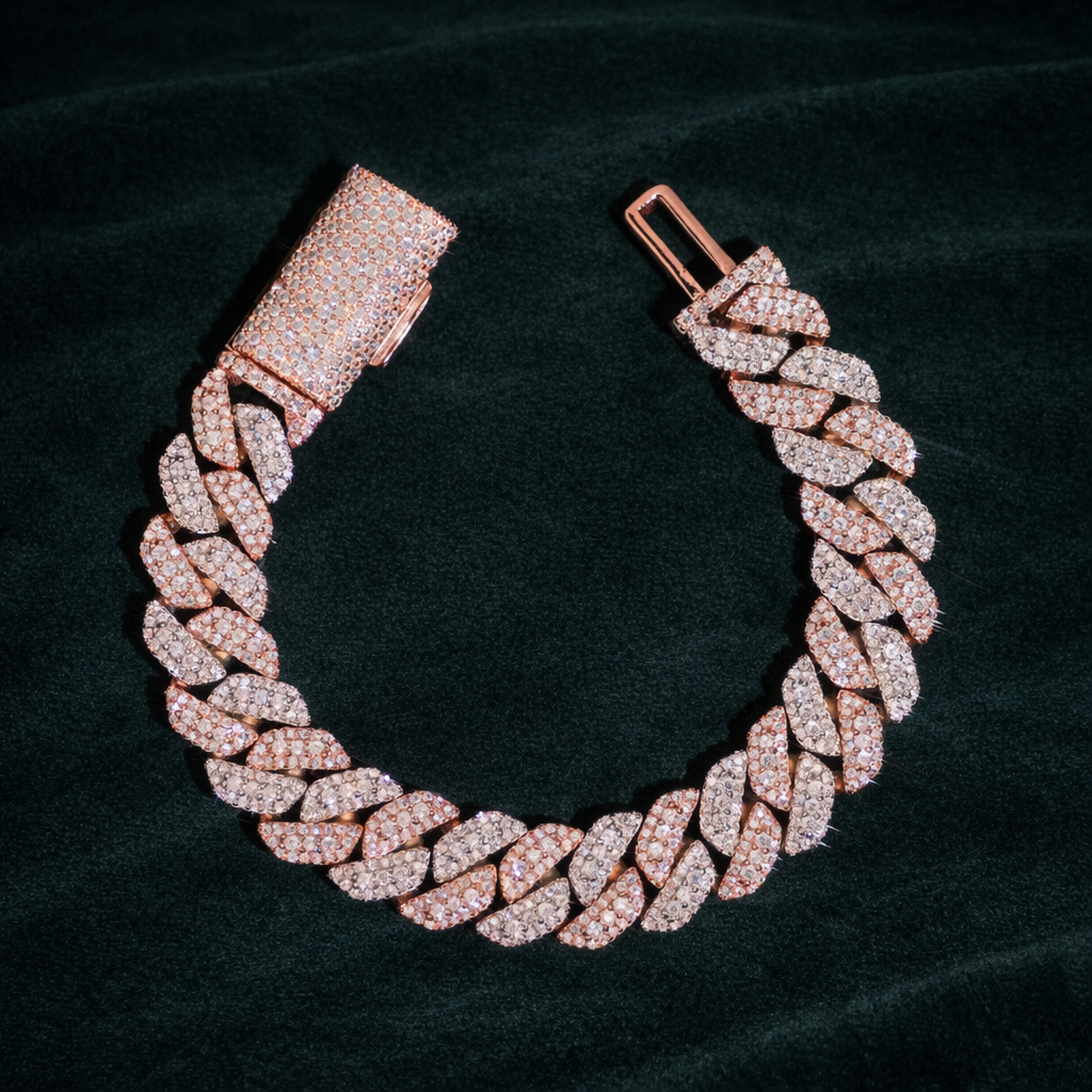 Royal Two Tone Flooded Cuban Bracelet