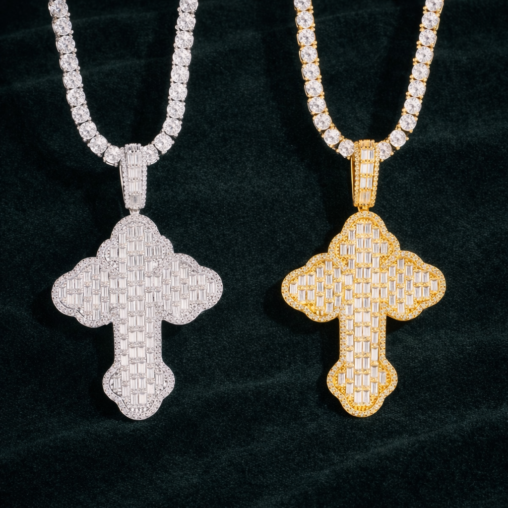 Cathedral Baguette Cross Pendant