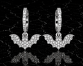 Diamond Bat Drop Hoop Earrings