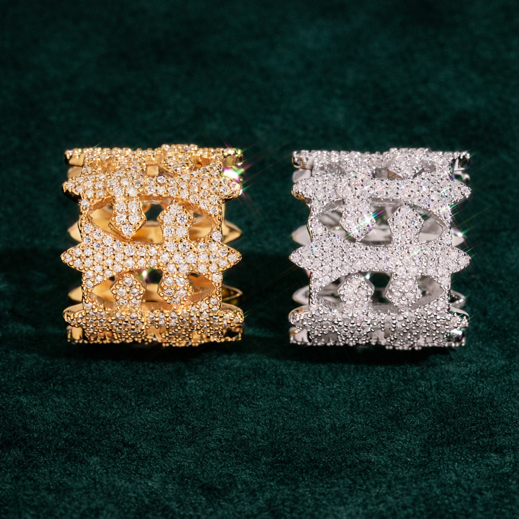 Chrome Style Cross Ring