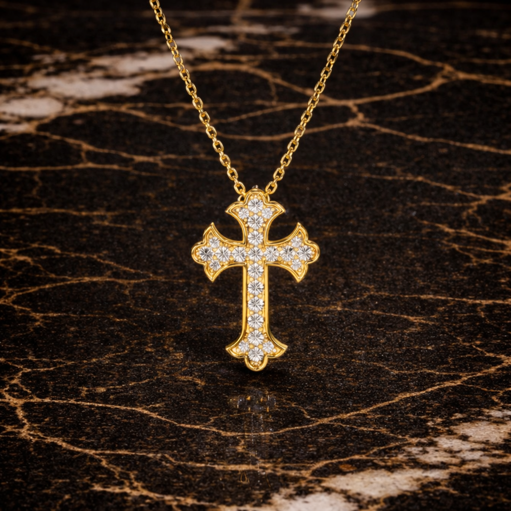 Eternal Grace Diamond Cross Necklace - 14K Gold