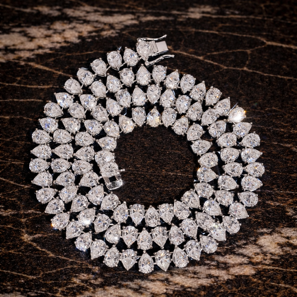 Pear Cut Diamond Tennis Necklace