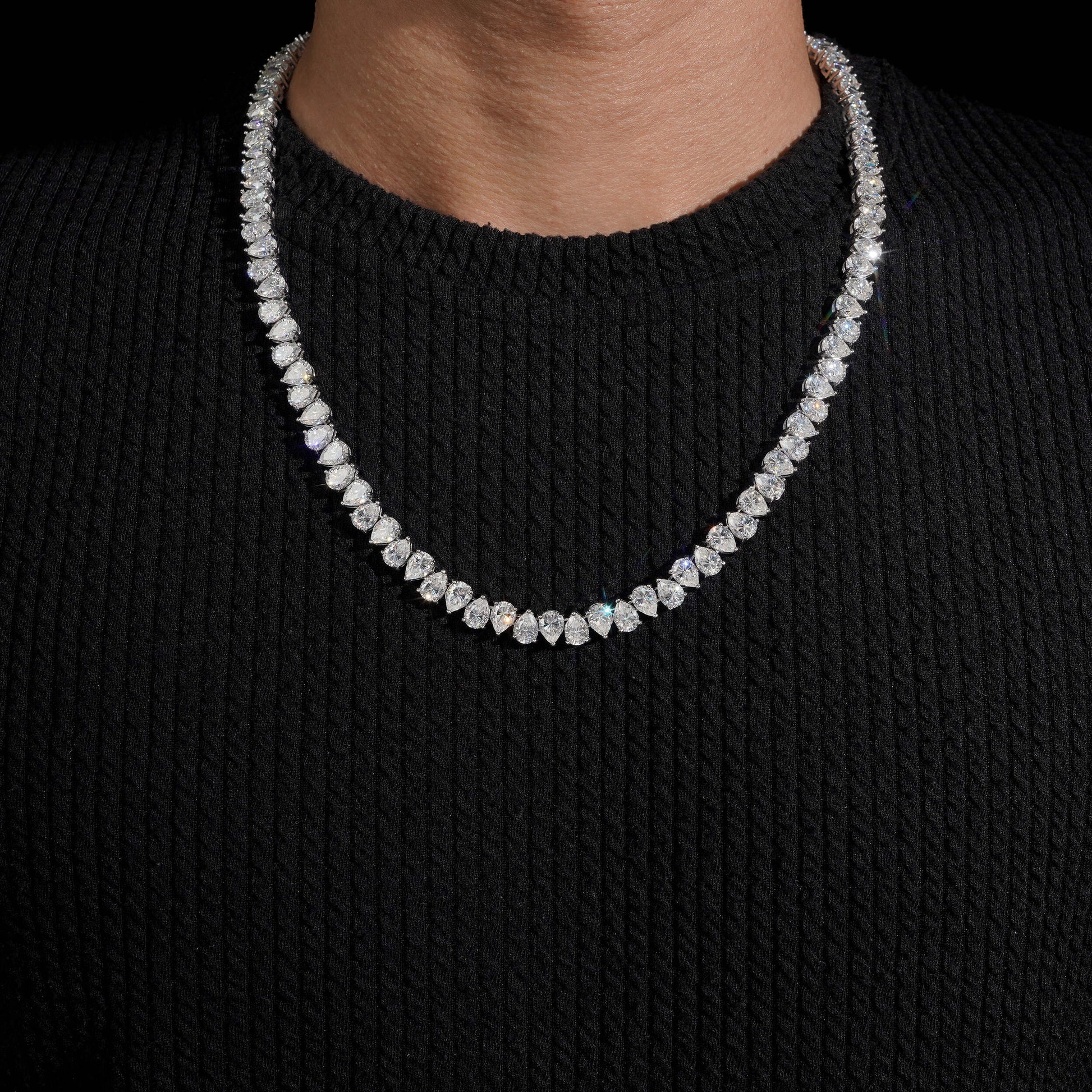 Pear Cut Diamond Tennis Necklace