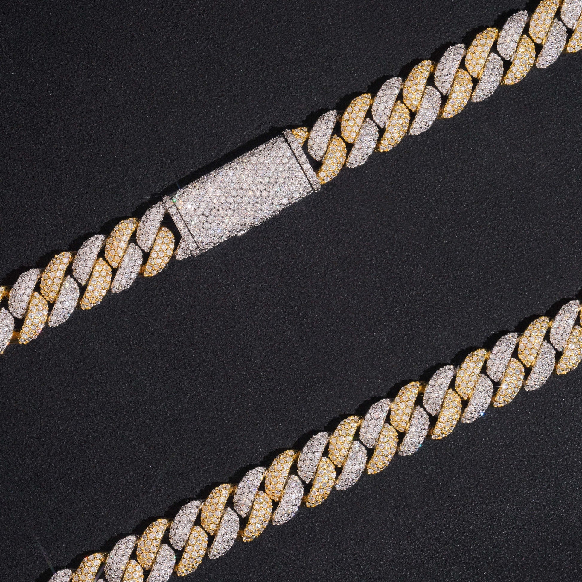 12MM TWO TONE YELLOW/WHITE GOLD CUBAN