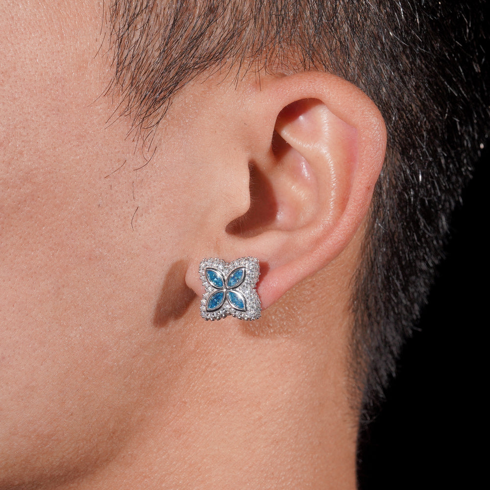 18MM CLOVER DIAMOND STUD EARRINGS