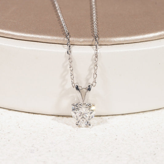 1ct Heart Cut Solitaire Diamond Necklace S925