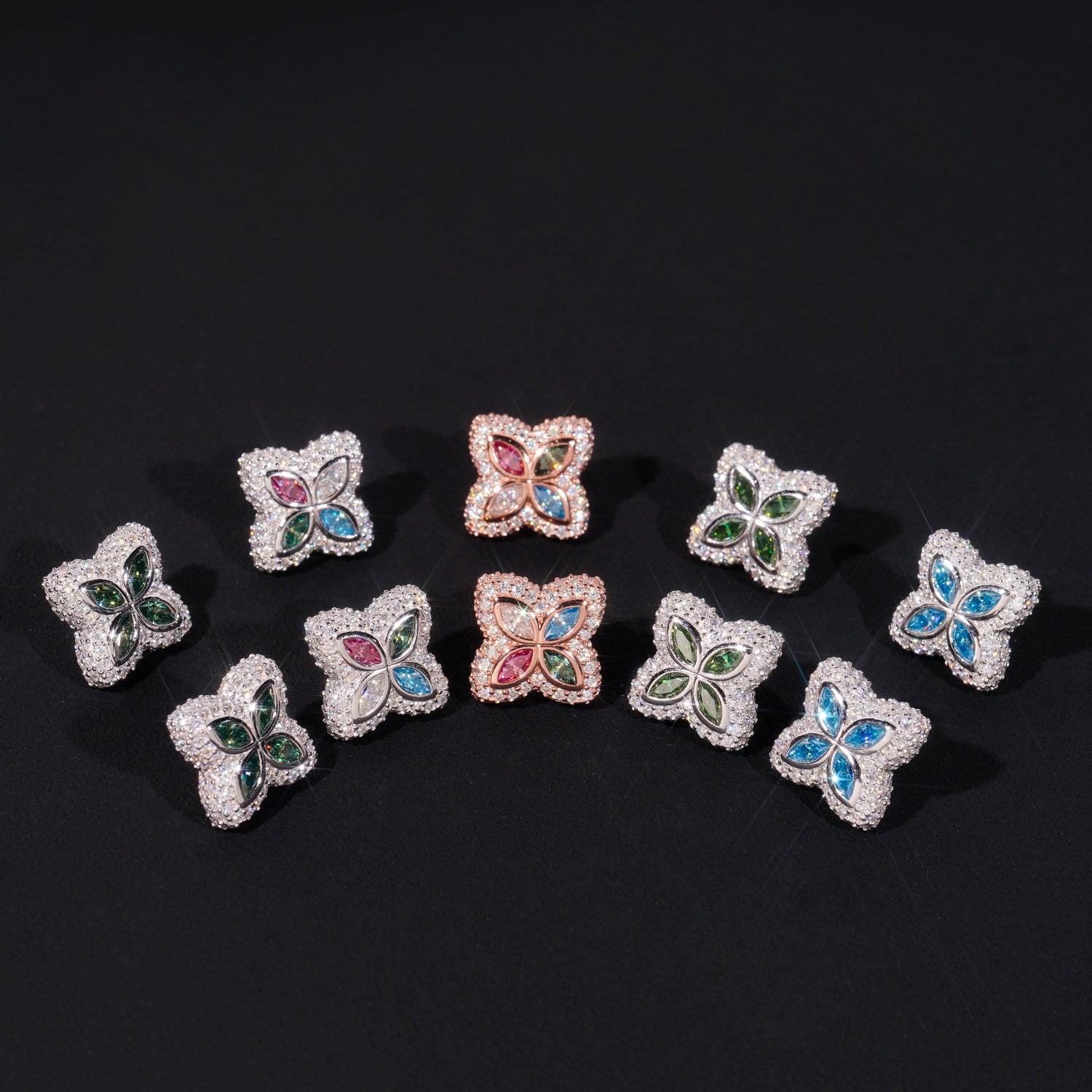 18MM CLOVER DIAMOND STUD EARRINGS