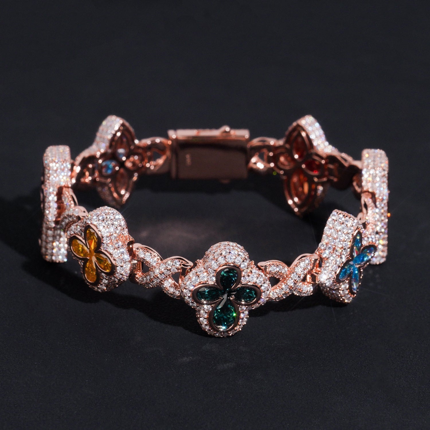 18MM ROSE GOLD CLOVER CROSS INFINITY LINK BRACELET