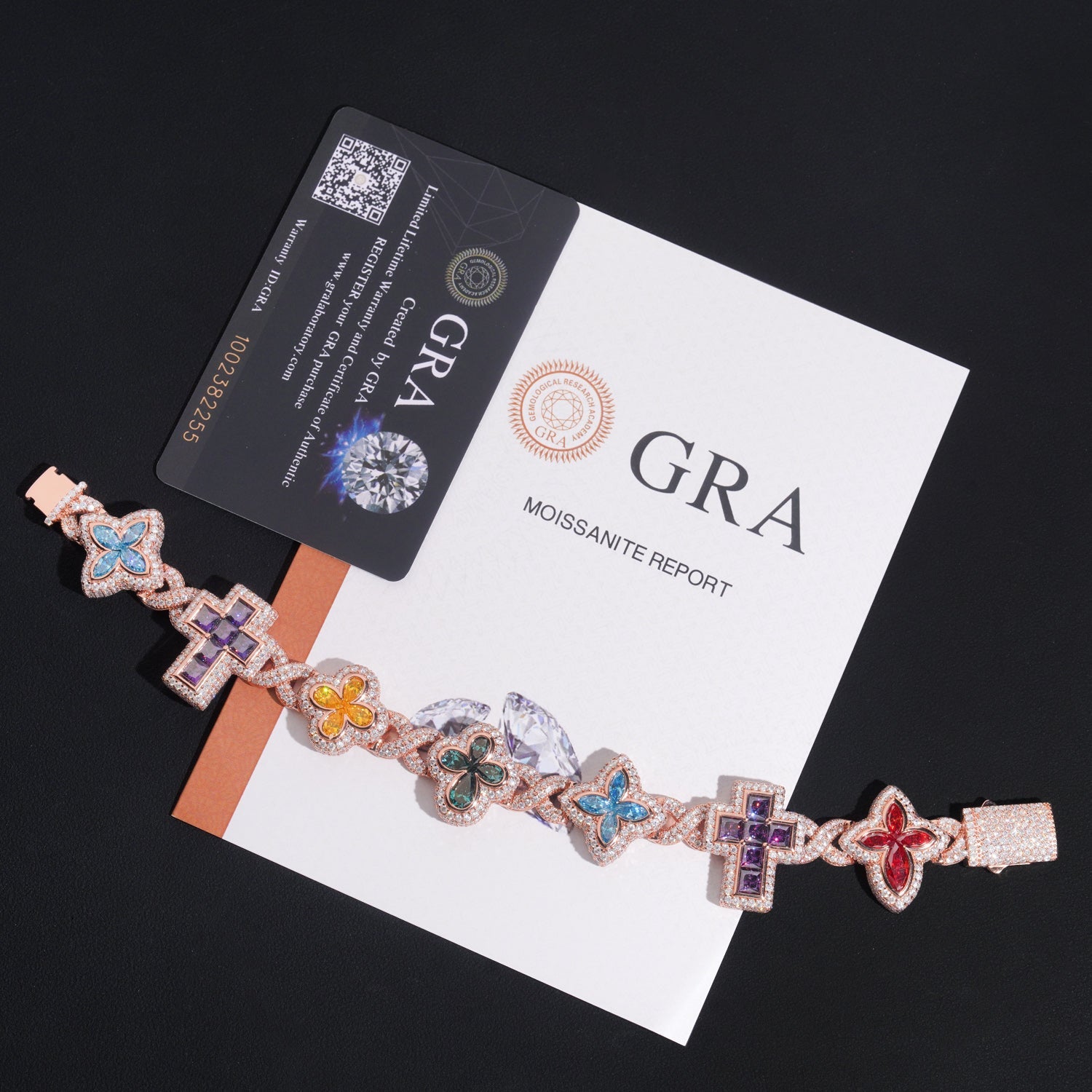 18MM ROSE GOLD CLOVER CROSS INFINITY LINK BRACELET