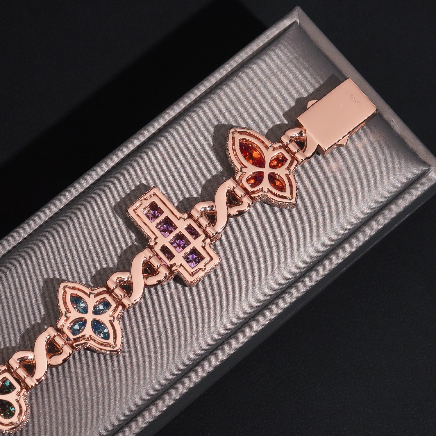 18MM ROSE GOLD CLOVER CROSS INFINITY LINK BRACELET