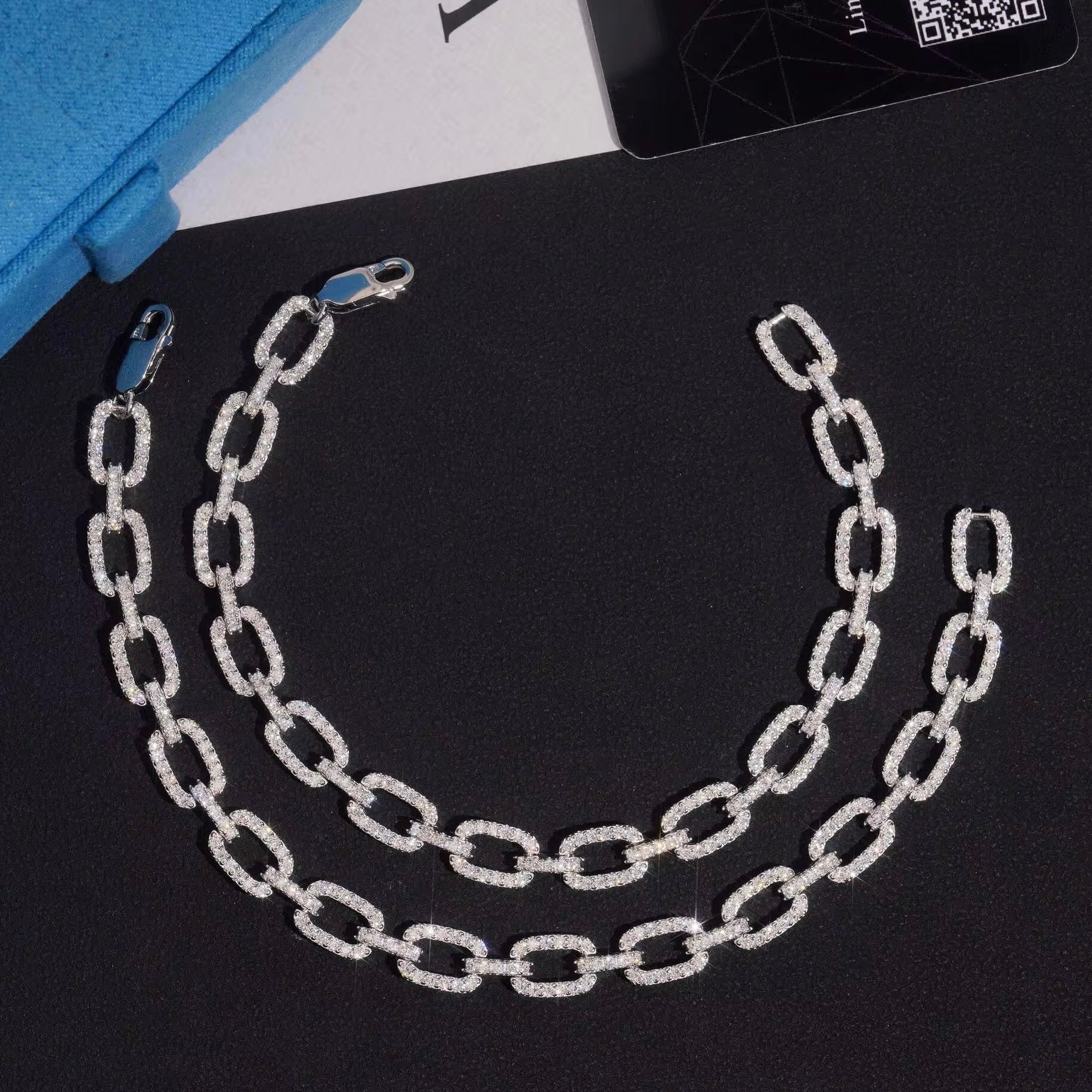 7MM BOX LINK DIAMOND BRACELET