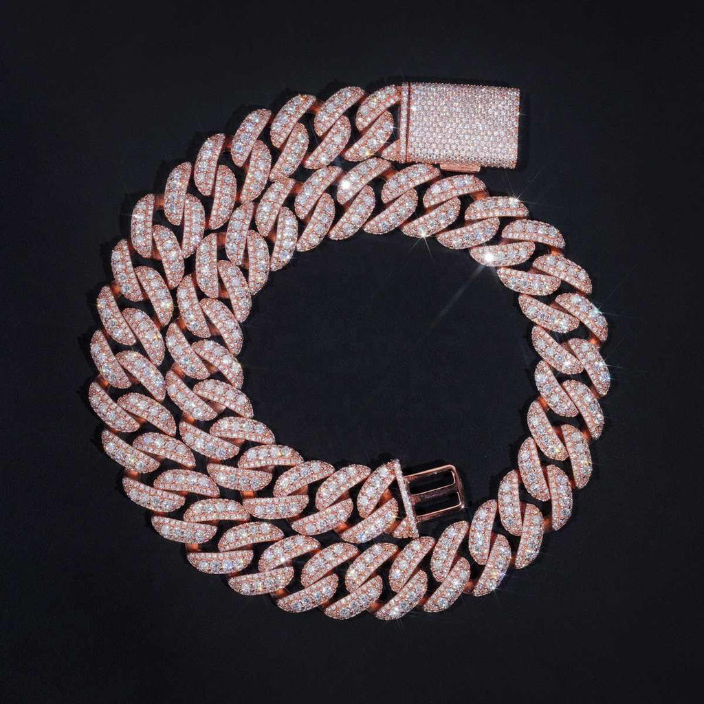 20MM CUSTOM ROSE GOLD DIAMOND CUBAN LINK CHAIN