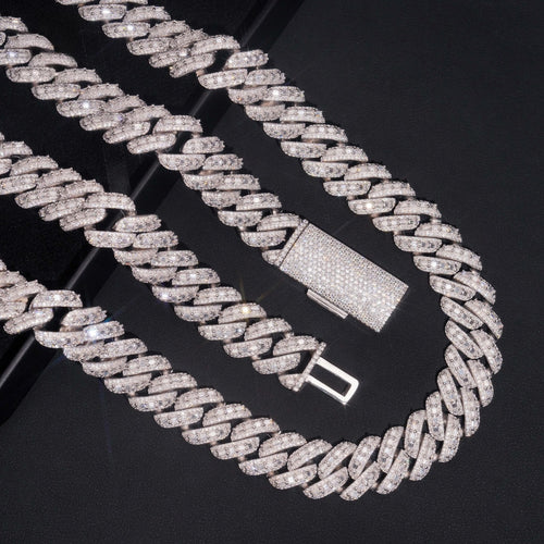 18mm Baguette Center Cuban Link Chain
