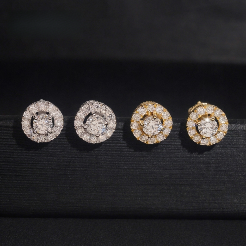 CUSTOM HALO DIAMOND EARRINGS