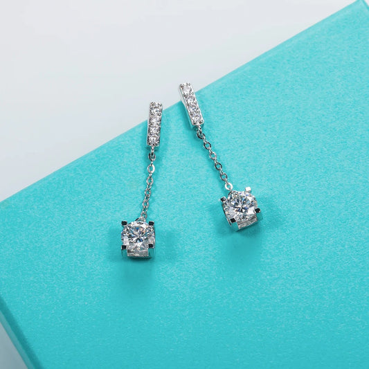 Diamond Drop Moissanite Earrings S925