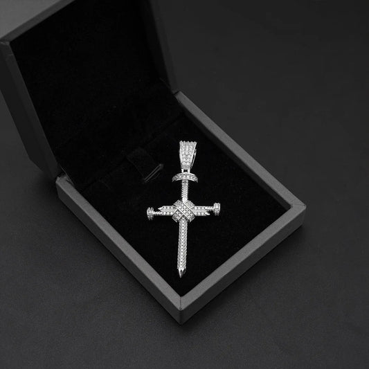 Moissanite Diamond Nail Cross Pendant S925