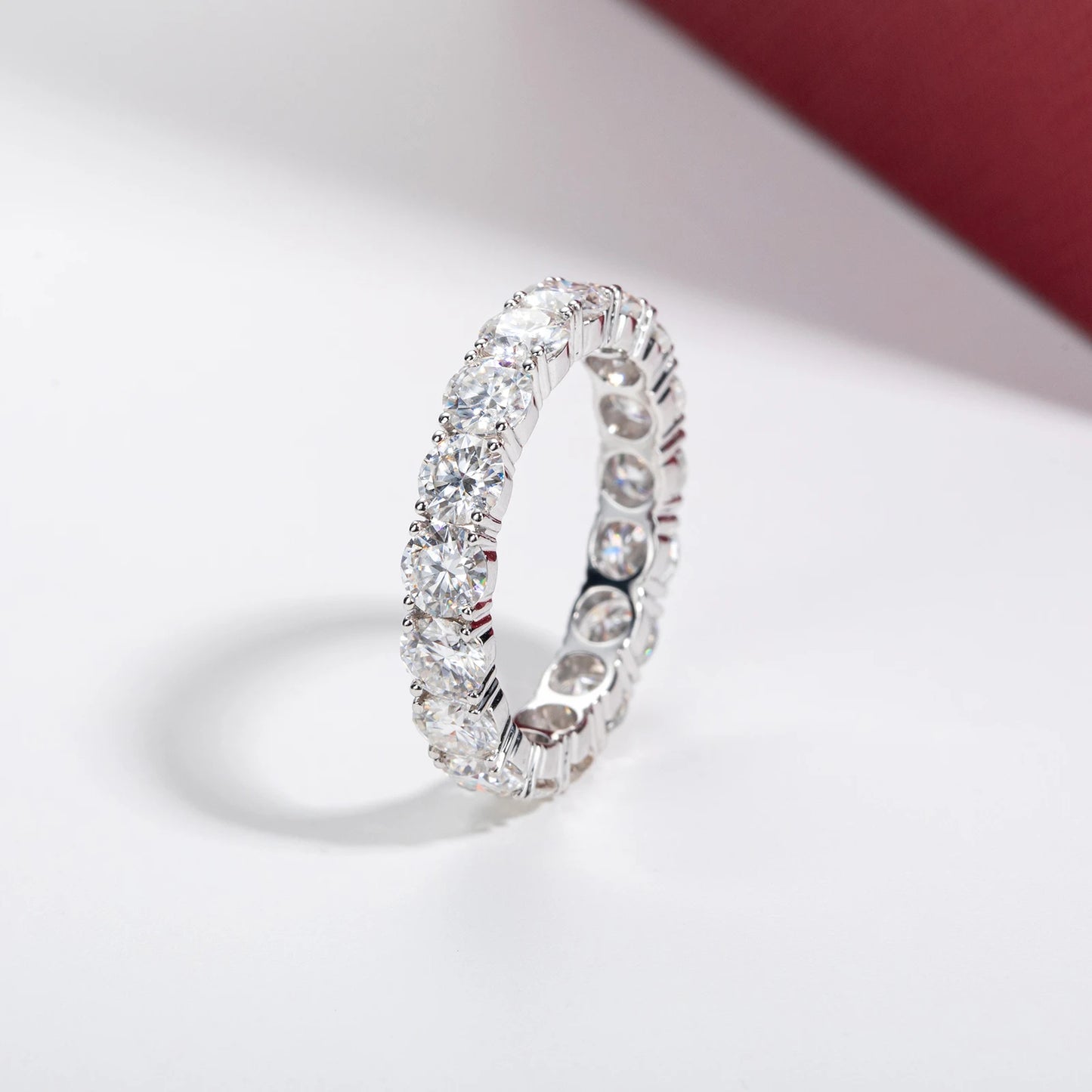 4mm Eternity Moissanite Diamond Ring 14k White Gold