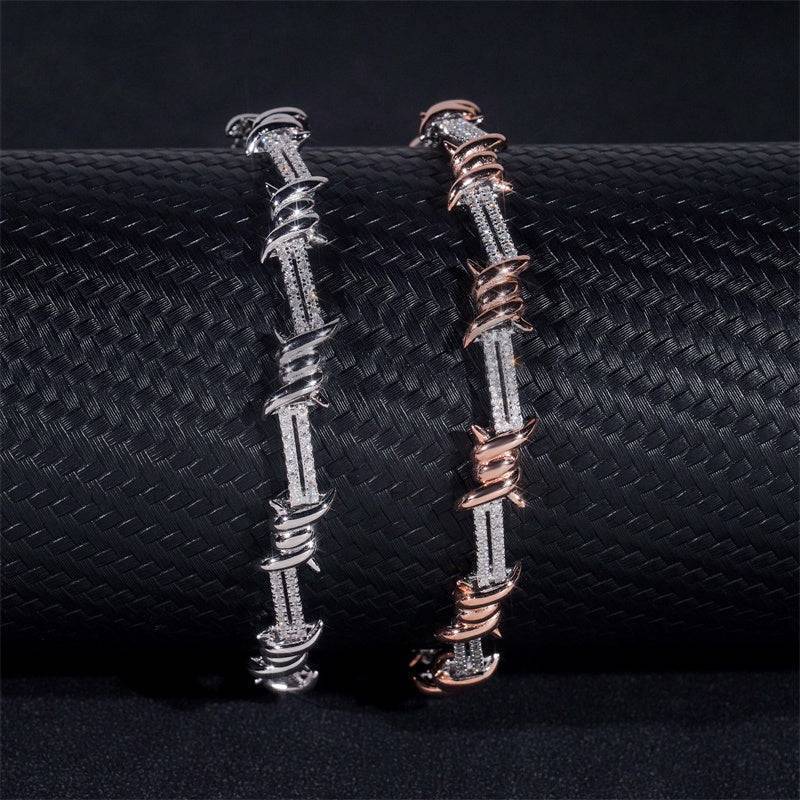 6mm Barbed Wire Moissanite Bracelet S925