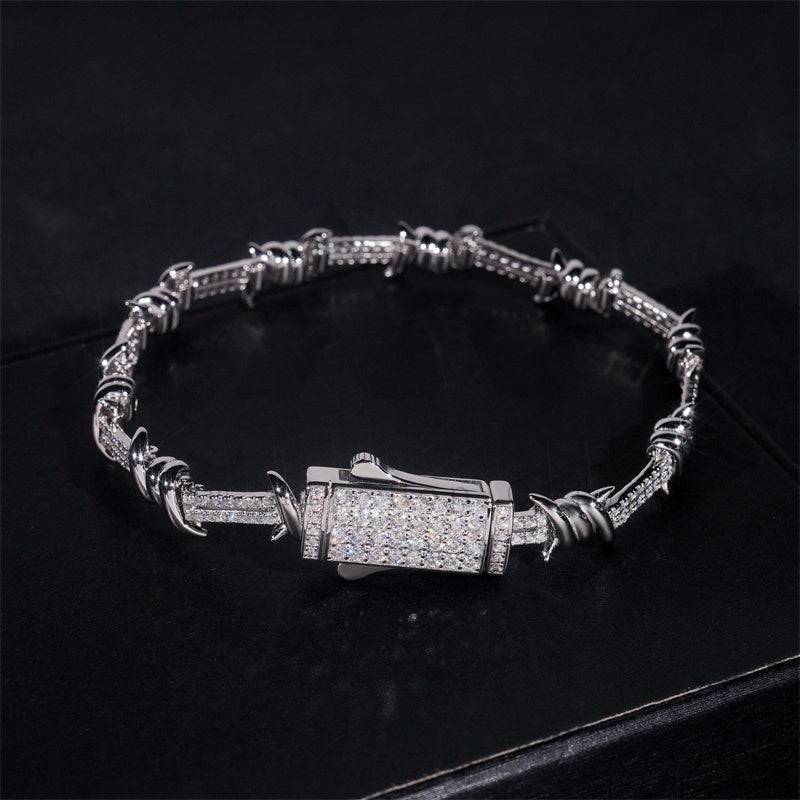 6mm Barbed Wire Moissanite Bracelet S925