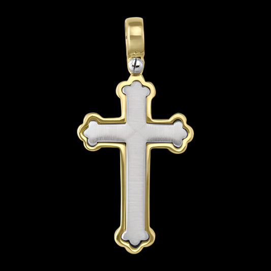 Yellow and White 18k Gold Cross