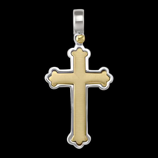 White and Yellow 18k Gold Cross