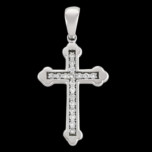 18k White Gold Diamond Cross