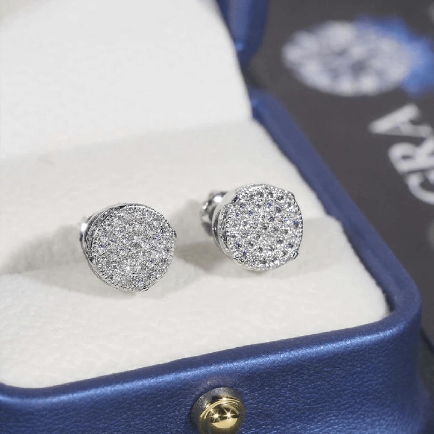 9.5mm Round Iced Moissanite Earrings S925