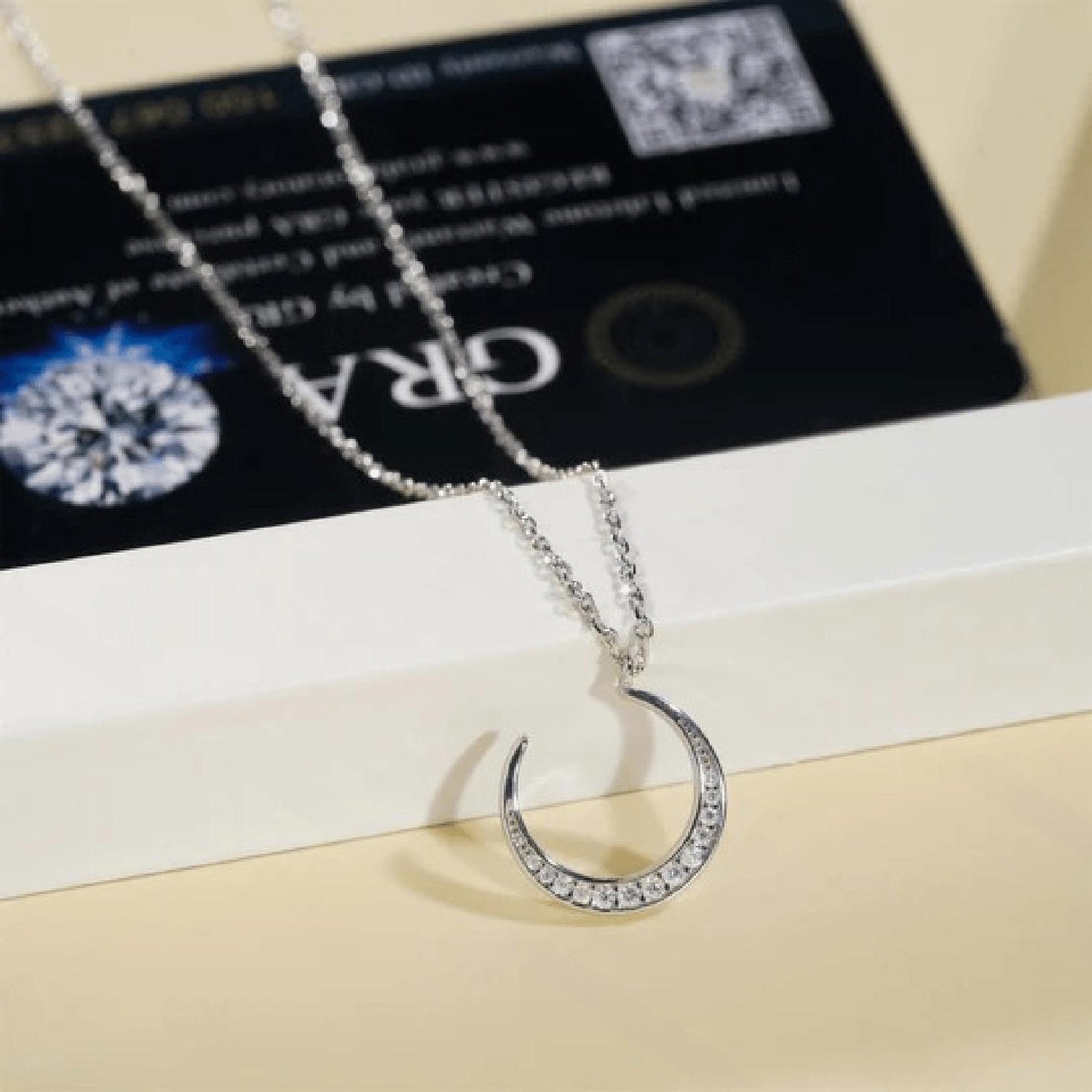 Moissanite Moon Diamond Necklace S925