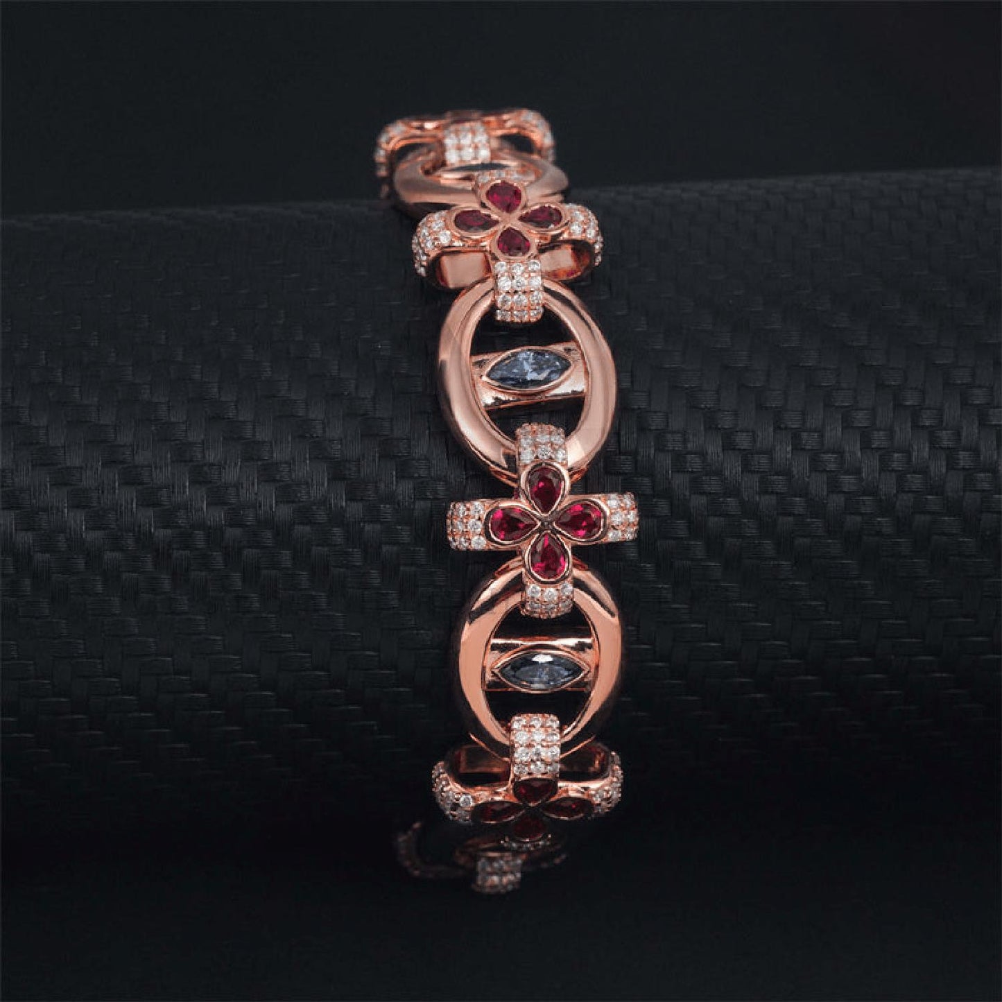 18mm Rose Gold Moissanite Diamond Evil Eye Bracelet with Gemstones S925